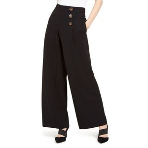 Alfani Wide Leg Black Pants with 3 Accent Buttons and pockets, size large